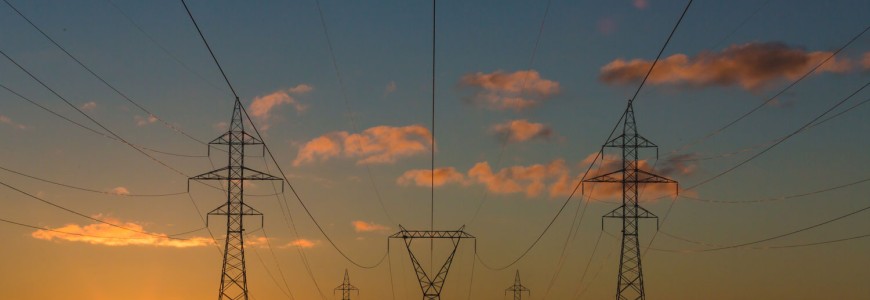 power pylons at sunset