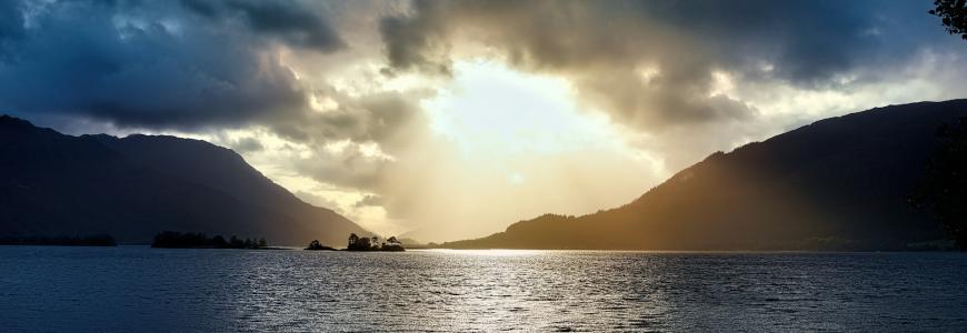 sun beam over sea