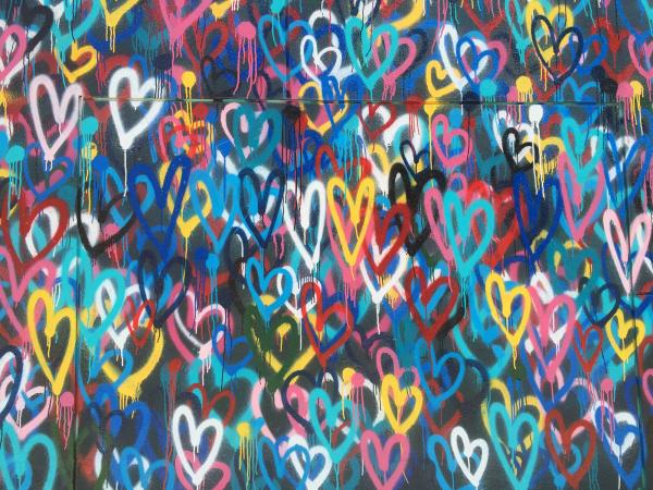 mixed colours painted hearts